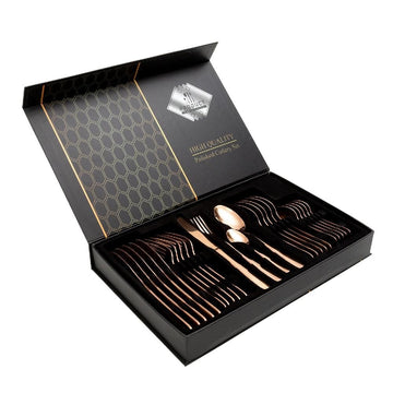 Enigma 24 Piece Stainless Steel Cutlery Set in Classy Gift Box (Rose Gold)